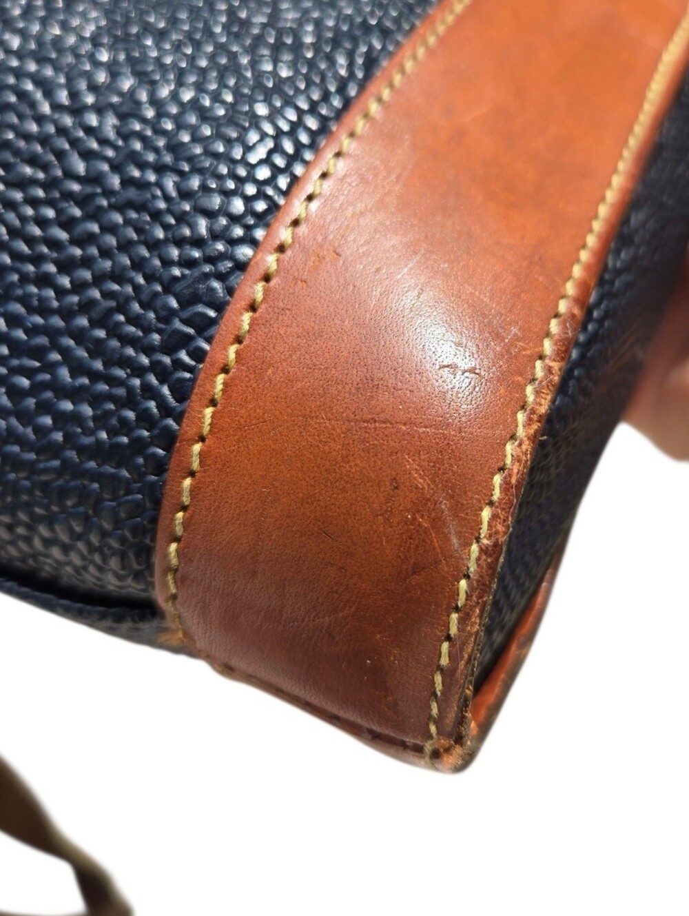 Vintage Mulberry Crossbody Bag Black Scotchgrain Leather Brown Trim - Picture 15 of 16